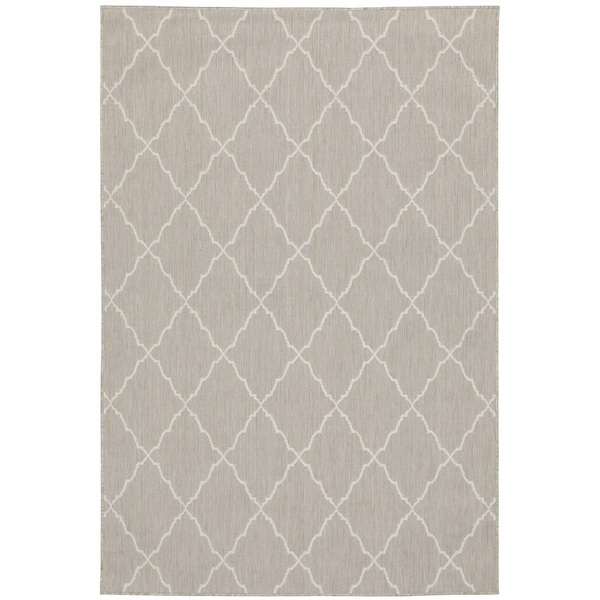 Palacedesigns 10 x 13 ft. Gray & Ivory Trellis Indoor & Outdoor Area Rug - Gray Ivory - 10' x 13' PA3663943 - main